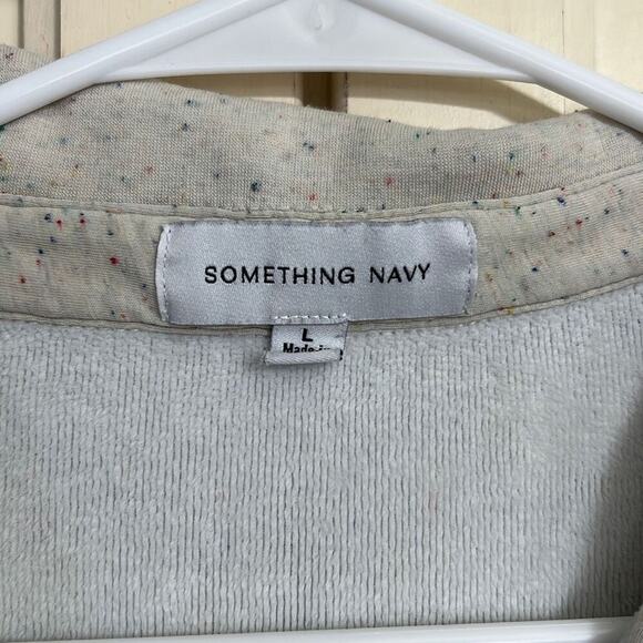 Something Navy size large off white speckled button down shirt jacket sweatshi - Picture 3 of 4